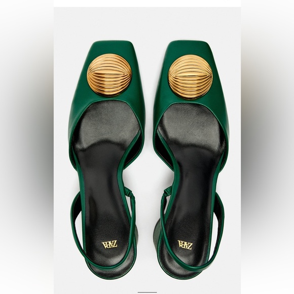 Zara leather embellished slingbacks - Picture 5 of 6